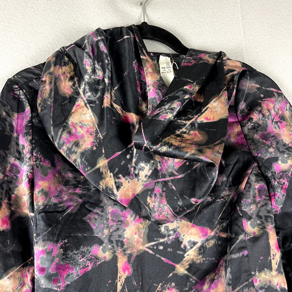 Tia Cibani Amethyst Satin Top Blouse Womens 4 Abstract Lagenlook Colorful NWT - Picture 2 of 15
